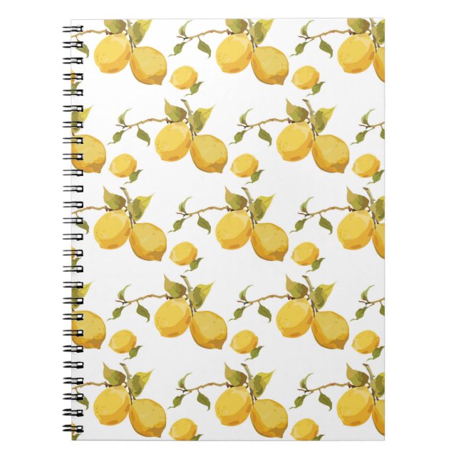 Caderno Espiral Padrão de limão da vindima (Frente)