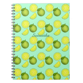 Caderno Espiral Padrão de Limão Verde