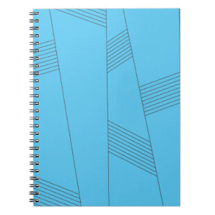 Caderno Espiral Padrão de linha abstrato azul, simples, elegante