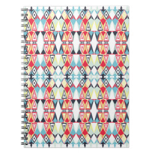 Caderno Espiral Padrão de Linha Tribal Geométrico Abstrato