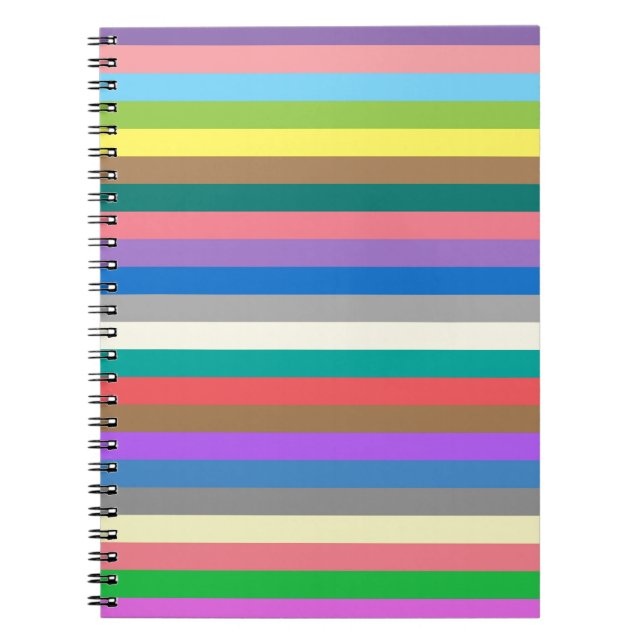 Caderno Espiral Padrão de linhas arco-íris coloridas (Frente)
