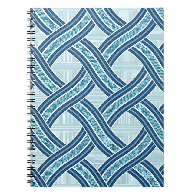 Caderno Espiral Padrão de Linhas Azuis (Frente)