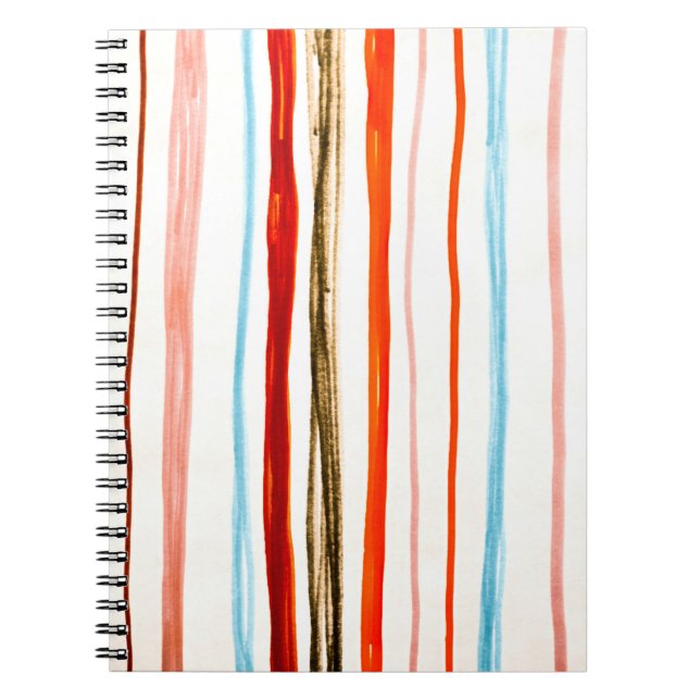 Caderno Espiral Padrão de Linhas Vermelhas. Ilustração de Traço Ho (Frente)