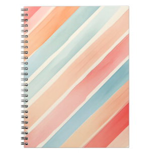 Caderno Espiral Padrão de Listra Colorido Aquarela Brilhante