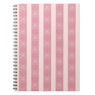 Caderno Espiral Padrão de Listra de Laço Rosa Fofo – Estética Femi