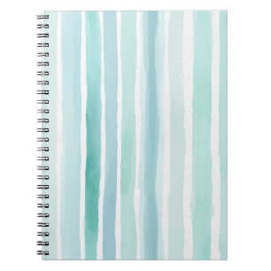 Caderno Espiral Padrão de Listra Vertical Aquática Aquarela Costei