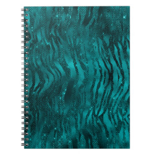 Caderno Espiral Padrão de Listras de Tigre com Glitter Glam Ombre 