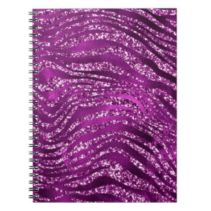 Caderno Espiral Padrão de Listras de Tigre com Glitter Glam Ombre