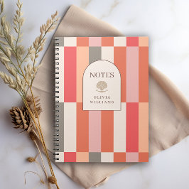 Caderno Espiral Padrão de Listras Femininas Elegantes Personalizad
