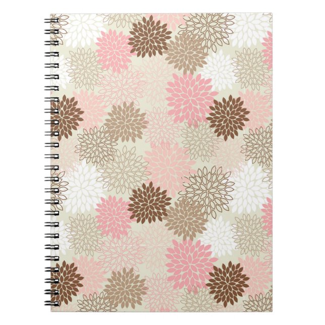 Caderno Espiral Padrão De Mãe Rosa E Castanho (Frente)