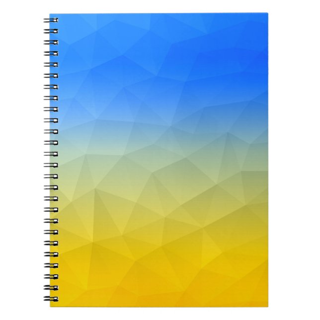 Caderno Espiral Padrão de malha geométrica azul-ucraniano (Frente)