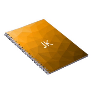 Caderno Espiral Padrão de malha geométrica gradiente laranja Monog