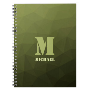 Caderno Espiral Padrão de malha geométrica verde oliva do exército