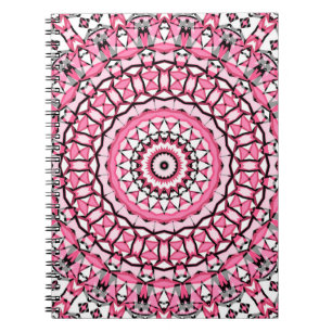 Caderno Espiral Padrão de mandala redonda no estilo vitrine de vi