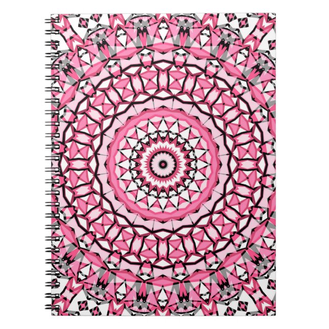 Caderno Espiral Padrão de mandala redonda no estilo vitrine de vid (Frente)