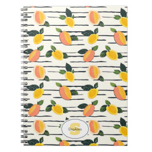 Caderno Espiral Padrão de Manga de Aquarela com Folhas Verdes (2)