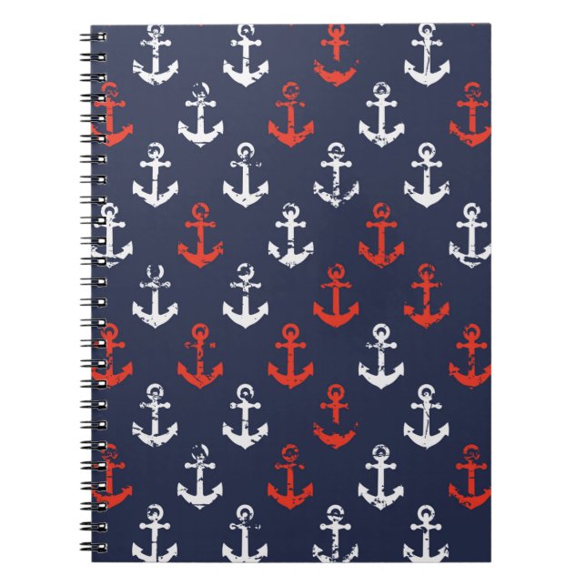 Caderno Espiral Padrão De Marinho Branco E Azul (Frente)