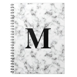 Caderno Espiral Padrão de mármore branco monograma