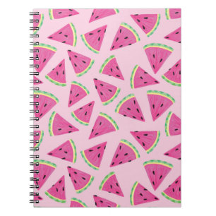 Caderno Espiral Padrão de Melancia Rosa Girly