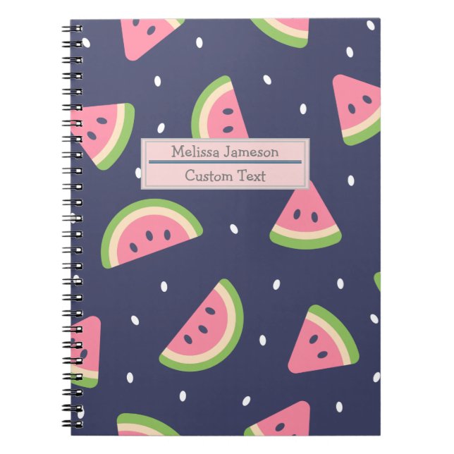 Caderno Espiral Padrão de Melancia Rosa Verde Trendy (Frente)