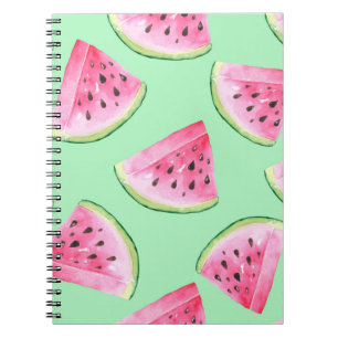 Caderno Espiral Padrão de melancia sem costura no estilo Watercol