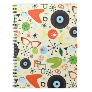 Caderno Espiral Padrão de Moda Vintage do 50 60