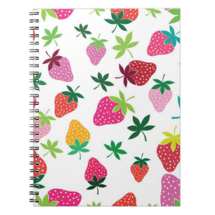 Caderno Espiral Padrão de morango