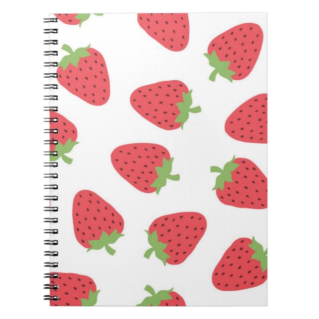 Caderno Espiral Padrão de morango (Frente)