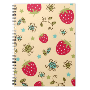 Caderno Espiral Padrão de morango