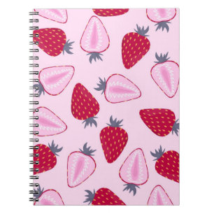 Caderno Espiral Padrão de morango
