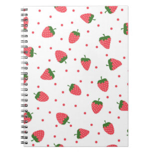 Caderno Espiral Padrão de morango
