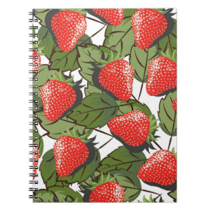 Caderno Espiral Padrão de morango