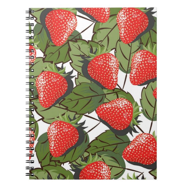Caderno Espiral Padrão de morango (Frente)