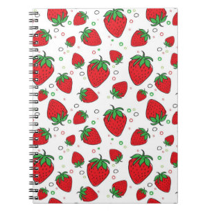 Caderno Espiral Padrão de morango