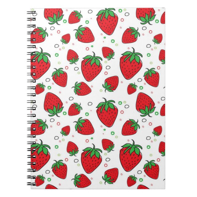 Caderno Espiral Padrão de morango (Frente)