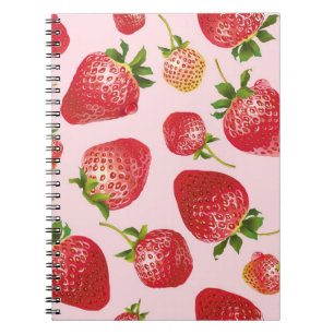 Caderno Espiral Padrão de morango