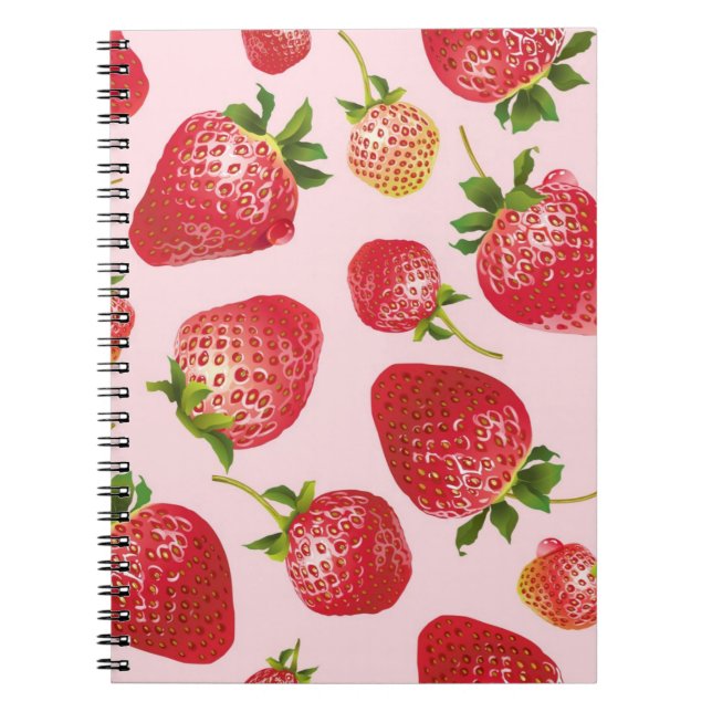 Caderno Espiral Padrão de morango (Frente)