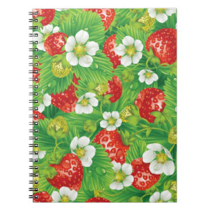 Caderno Espiral Padrão de morango