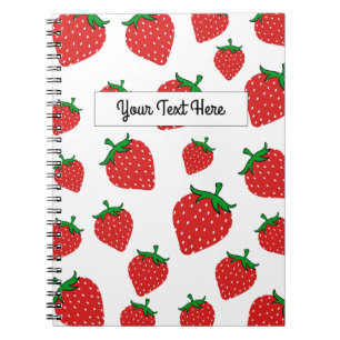 Caderno Espiral Padrão de Morango Cute Personalizado