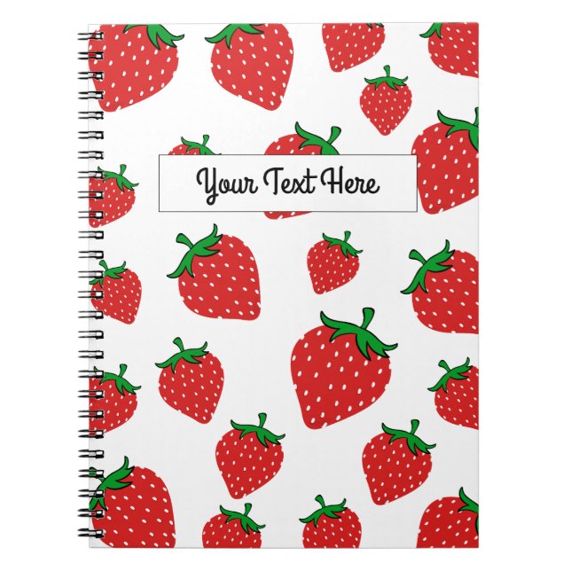 Caderno Espiral Padrão de Morango Cute Personalizado (Frente)