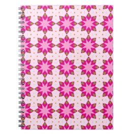 Caderno Espiral Padrão de mosaico de pétala rosa