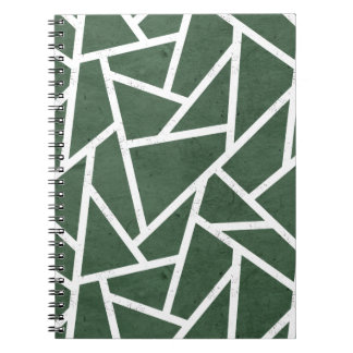 Caderno Espiral Padrão de mosaico verde e branco