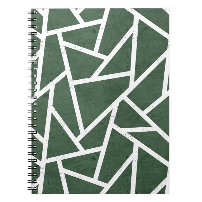 Caderno Espiral Padrão de mosaico verde e branco (Frente)