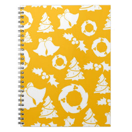 Caderno Espiral Padrão de Natal Amarelo