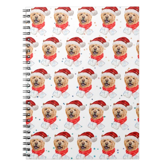 Caderno Espiral Padrão de Natal do Cão-de-Vaca Bonito (Frente)