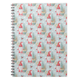 Caderno Espiral Padrão de Natal do Gnome