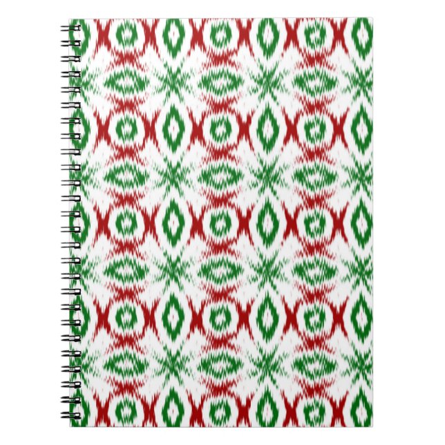 Caderno Espiral Padrão de Natal Ikat (Frente)