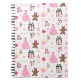 Caderno Espiral Padrão de Natal Rosa
