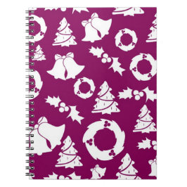 Caderno Espiral Padrão de Natal Roxo