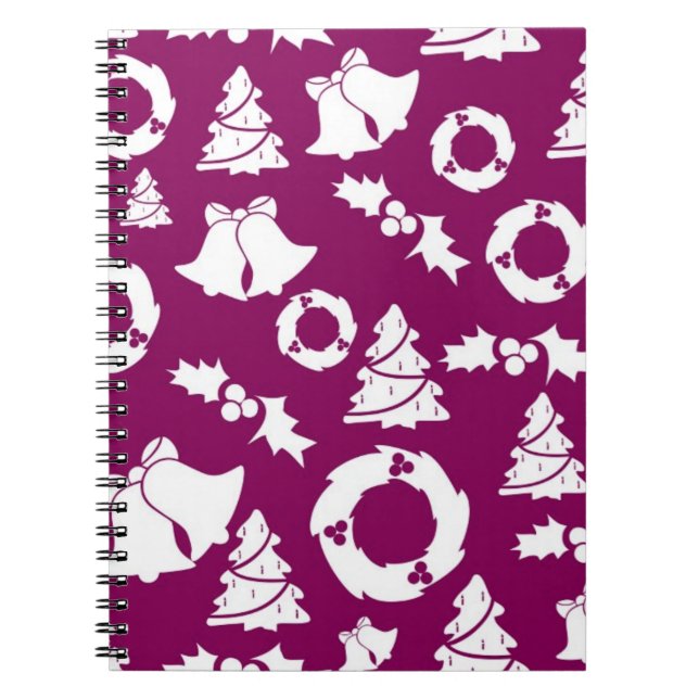 Caderno Espiral Padrão de Natal Roxo (Frente)